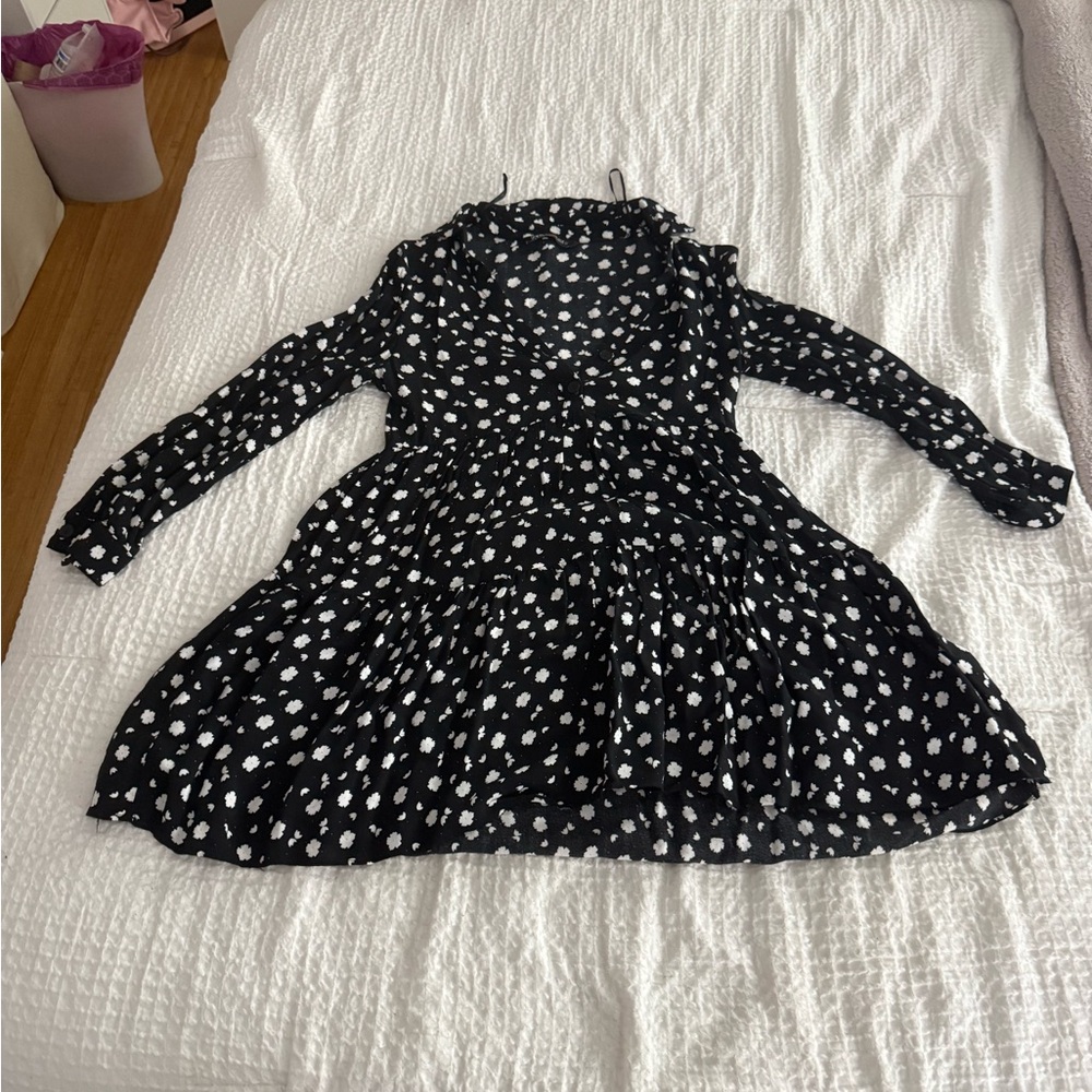 Zara Black and White Floral Dress